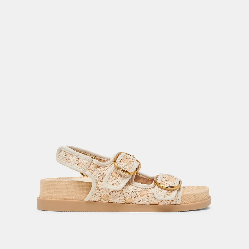 Comfy and cozy women's shoes for loungingSTARLA SANDALS CREME FLORAL RAFFIA