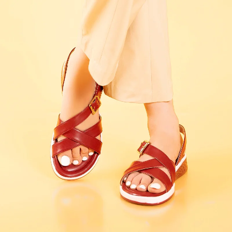 Chic and stylish women's shoes for graduation ceremoniesMaroon Casual Sandal L00780014 Chic and stylish women's shoes for graduation ceremoniesMaroon Casual Sandal L00780014