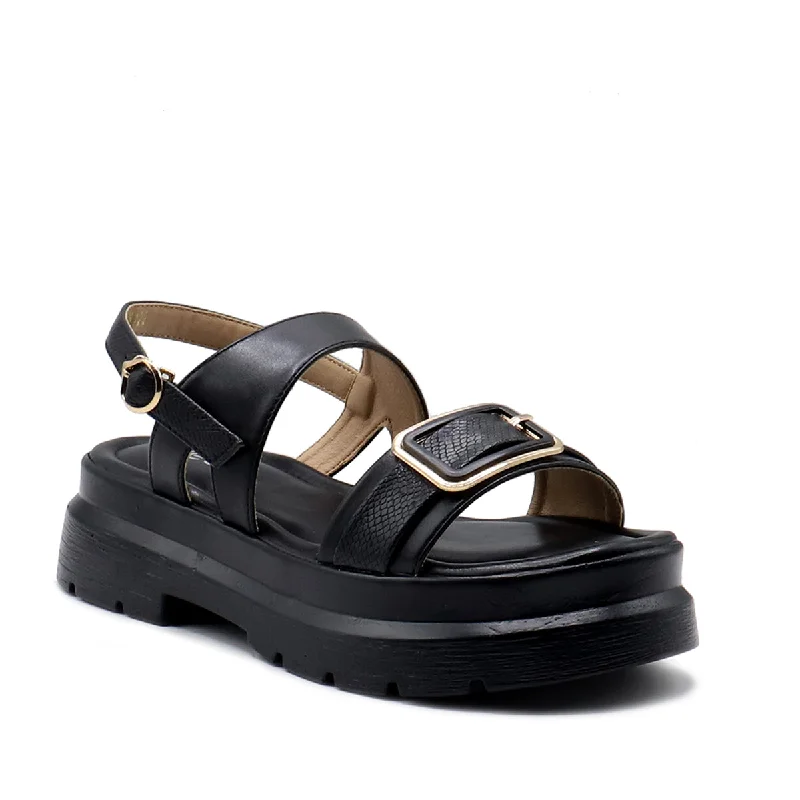 Exotic and bold women's shoe designsBlack Casual Sandal 078129