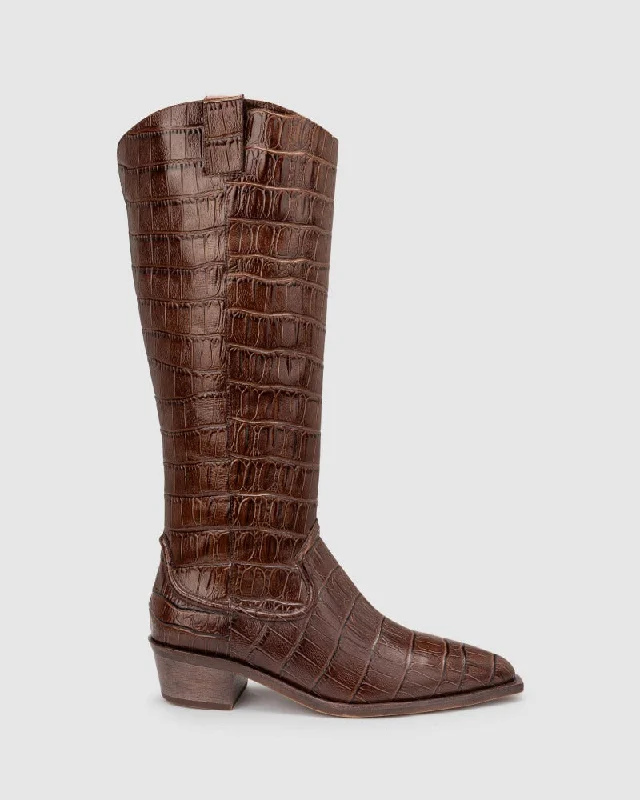 Luxurious and comfortable women's shoe options for special occasionsEmber Boot - Tan Croc