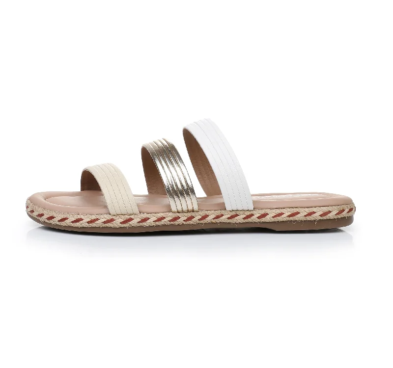 Feminine and dainty women's shoe designsVegan Triple Band Sandal - White Gold (404.044)