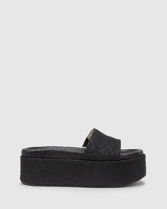 Elegant and sophisticated women's shoes for dinner datesPalm Flatform - Black Mesh
