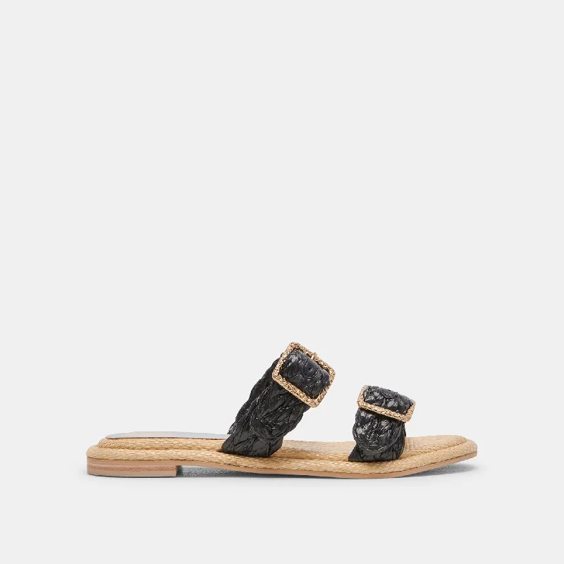 Effortlessly stylish women's shoe choicesALAINA SANDALS ONYX RAFFIA