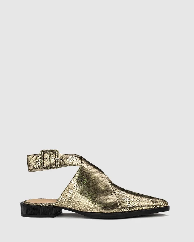 Feminine and romantic women's shoe designsKeep Flat - Gold Snake