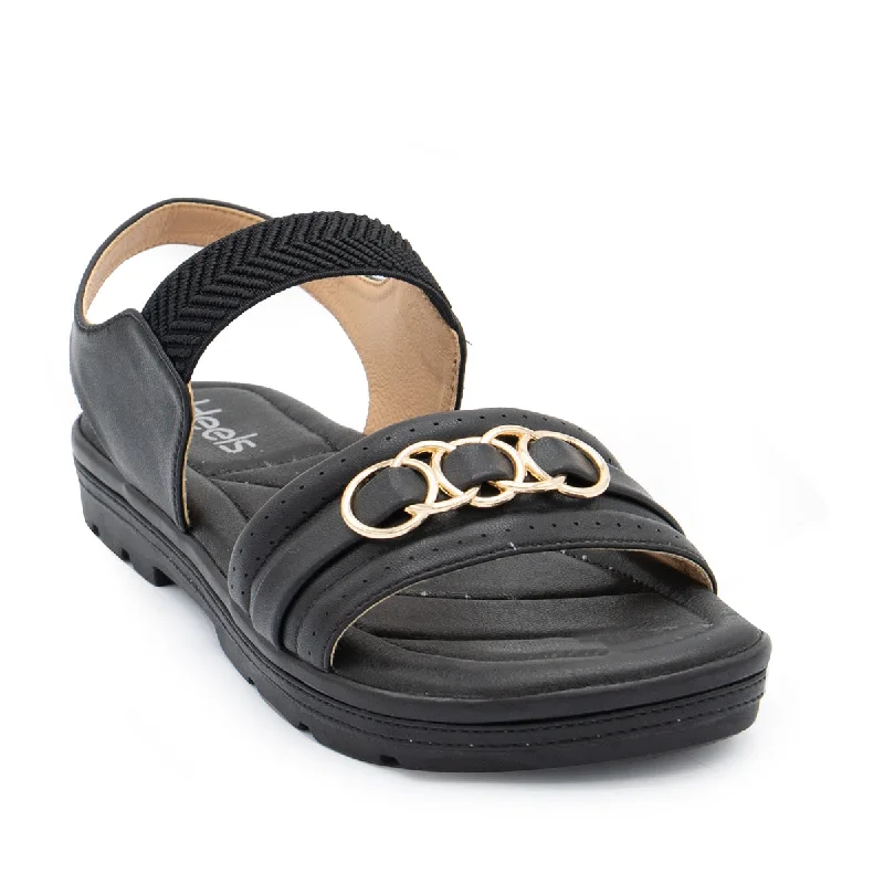 Elegant and classic women's shoes for bridal partiesBlack Casual Sandal 078088