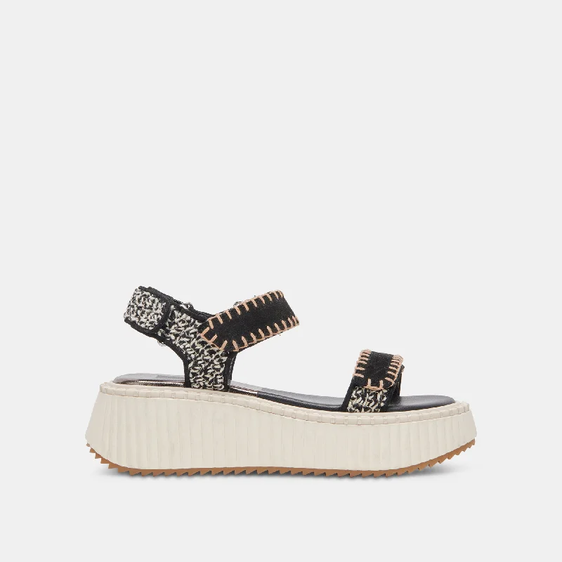 Timeless classic women's shoe designsDEBRA SANDALS BLACK WHITE NUBUCK