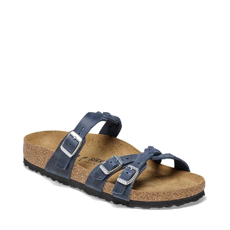 Comfy and stylish women's shoes for walkingBirkenstock Women's Franca Braided Oiled Leather Sandal in Navy Comfy and stylish women's shoes for walkingBirkenstock Women's Franca Braided Oiled Leather Sandal in Navy