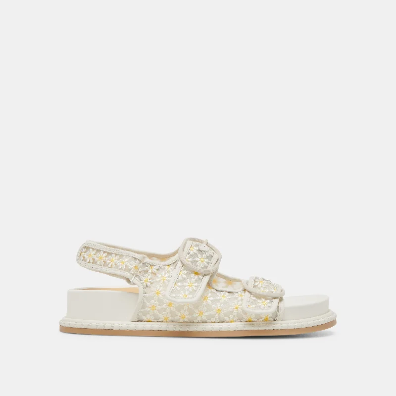 Luxurious and opulent women's shoe optionsSTUART FLORAL SANDALS WHITE YELLOW FLORAL MESH Luxurious and opulent women's shoe optionsSTUART FLORAL SANDALS WHITE YELLOW FLORAL MESH