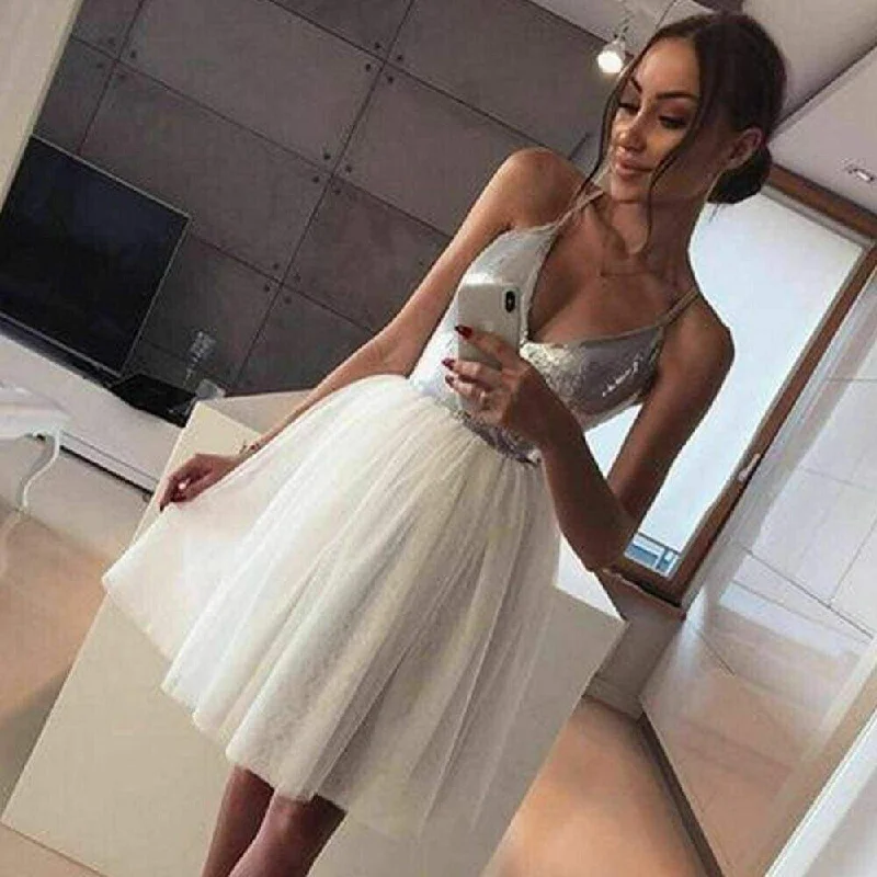 FashionSierra - New Fashion Women Summer Sleeveless Sequin Deep V-neck Bridesmaids Dress Casual Party Beach Midi Dress Sundress