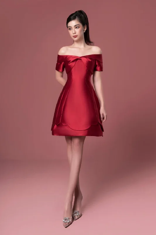 Rosaline A-line Off-Shoulder Taffeta Mini Dress