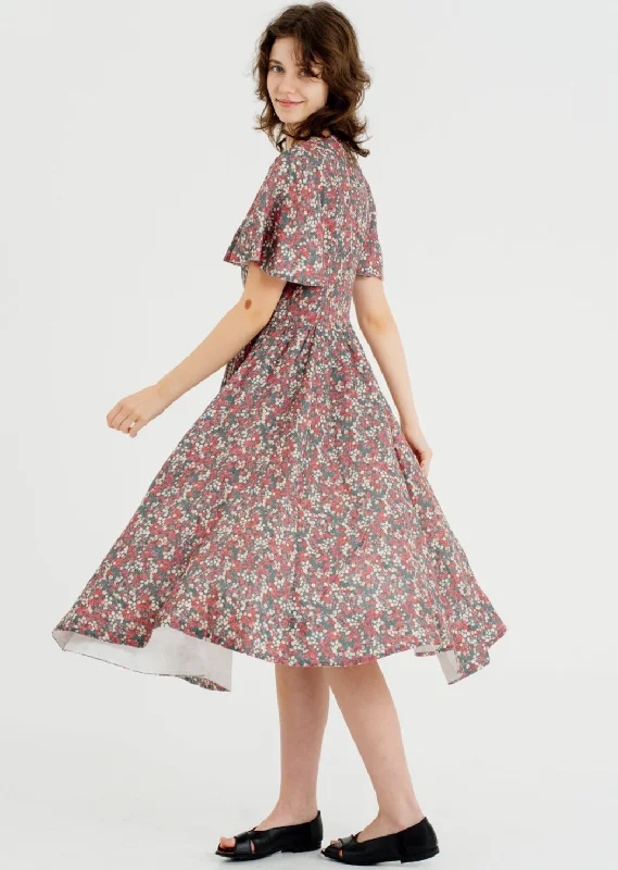 Butterfly Sleeve Dress, Short Sleeve, Ditsy Floral