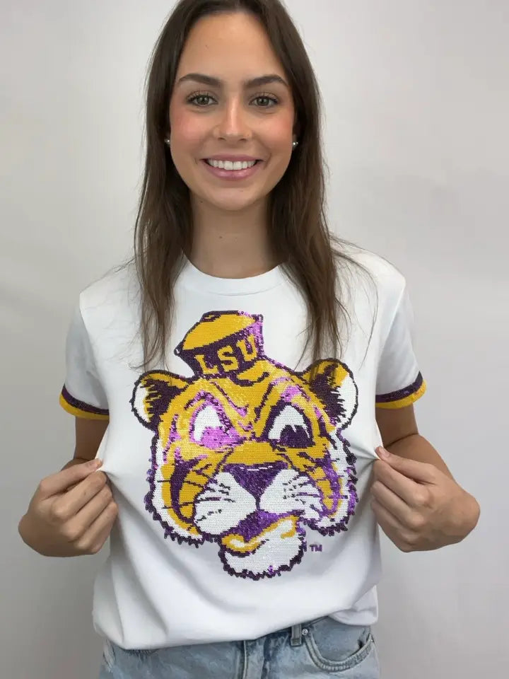 LSU Tigers Women's Top Sequin Design Vintage