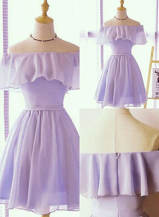 Lovely Short Chiffon Off Shoulder Simple Party Dress homecoming dress  cg13811