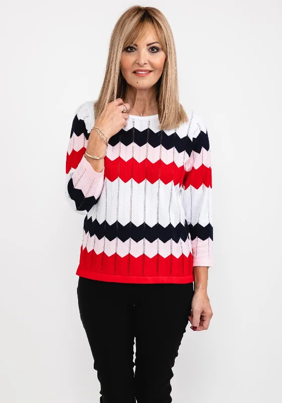 Micha Track Line Pattern Sweater, Multi