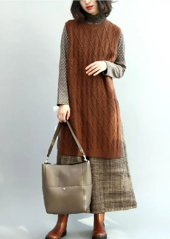 Modern Coffee Side Open Cable Knit Vest Winter