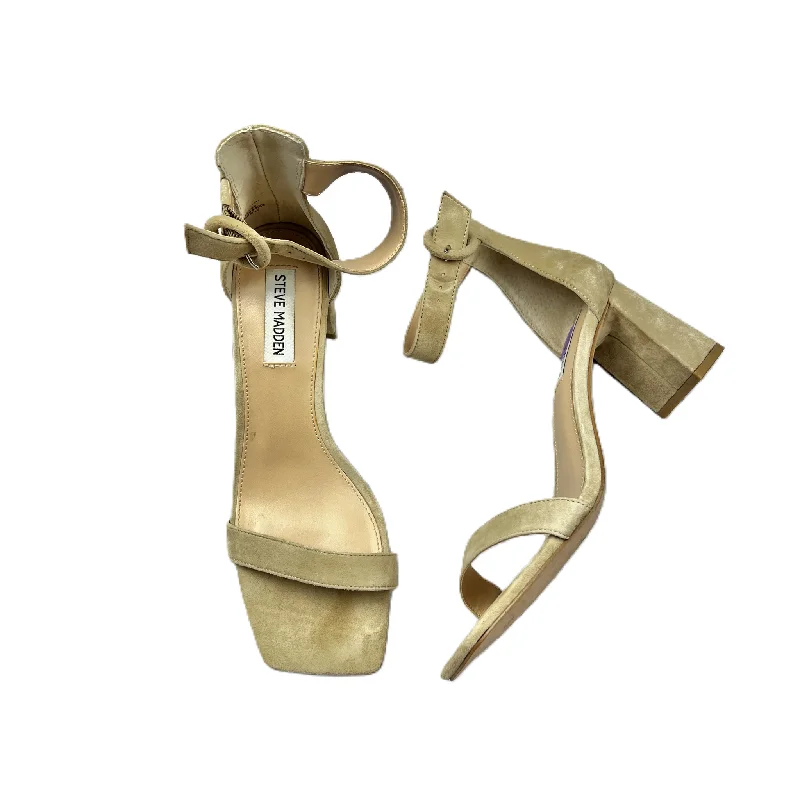 Elegant and refined women's shoe designsBeige Sandals Heels Block By Steve Madden, Size: 9 Elegant and refined women's shoe designsBeige Sandals Heels Block By Steve Madden, Size: 9
