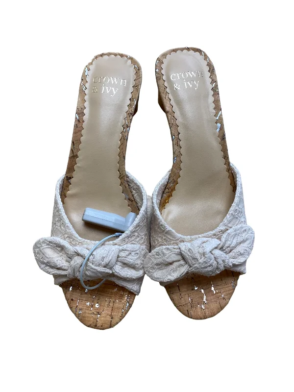 Comfy and stylish women's shoes for everyday eleganceBeige Sandals Heels Block Crown And Ivy, Size 6.5 Comfy and stylish women's shoes for everyday eleganceBeige Sandals Heels Block Crown And Ivy, Size 6.5