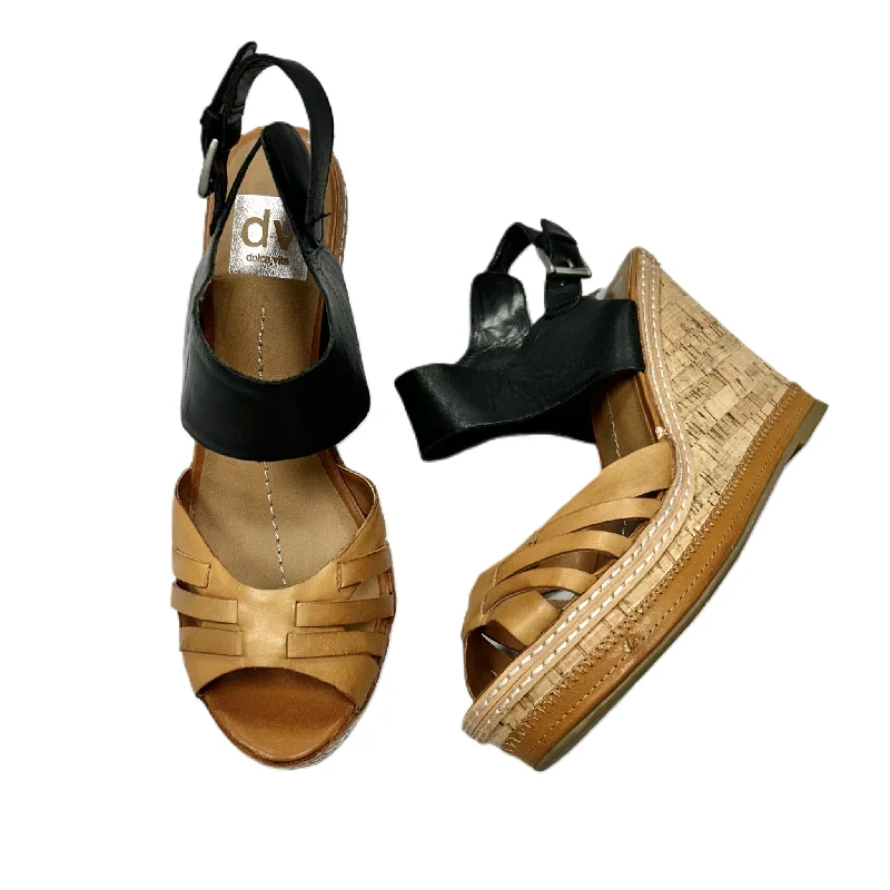 Feminine and romantic women's shoe designsBlack & Brown Sandals Heels Wedge By Dolce Vita, Size: 8.5 Feminine and romantic women's shoe designsBlack & Brown Sandals Heels Wedge By Dolce Vita, Size: 8.5