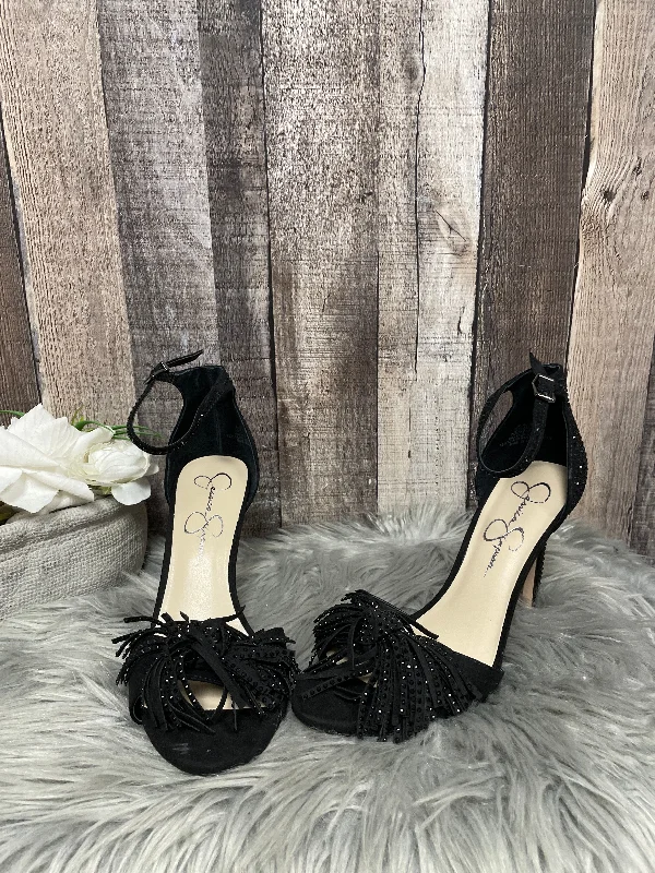 Feminine and romantic women's shoe designsBlack Sandals Heels Stiletto Jessica Simpson, Size 8.5 Feminine and romantic women's shoe designsBlack Sandals Heels Stiletto Jessica Simpson, Size 8.5