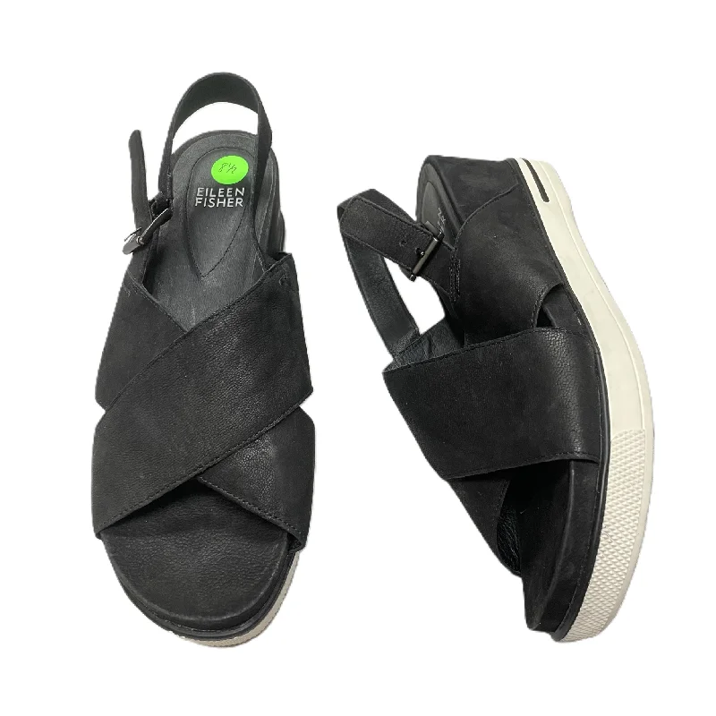 Chic and minimalist women's footwear trendsBlack Sandals Heels Wedge By Eileen Fisher, Size: 8.5 Chic and minimalist women's footwear trendsBlack Sandals Heels Wedge By Eileen Fisher, Size: 8.5