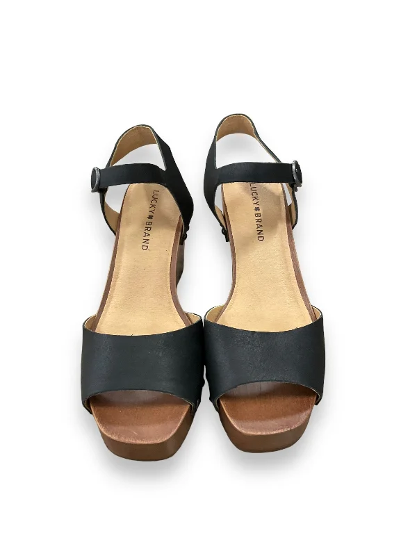 Chic and stylish women's shoes for summerBlack Sandals Heels Wedge Lucky Brand, Size 7.5 Chic and stylish women's shoes for summerBlack Sandals Heels Wedge Lucky Brand, Size 7.5