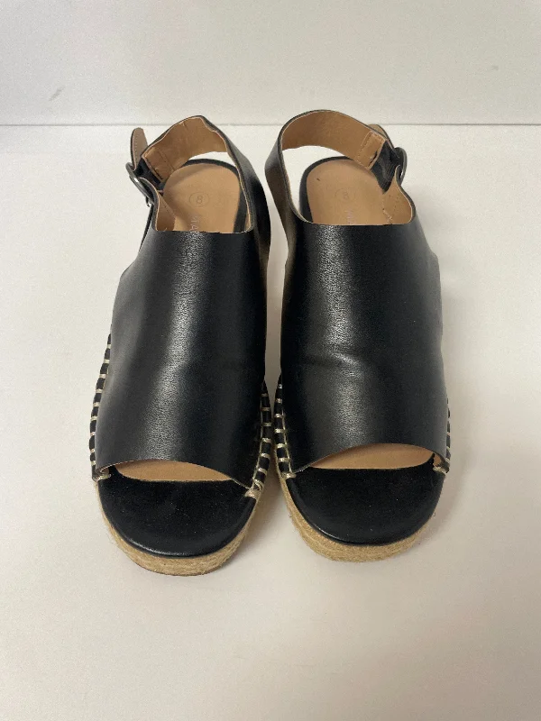 Versatile and stylish women's shoes for everyday chicBlack Sandals Heels Wedge Massini, Size 8 Versatile and stylish women's shoes for everyday chicBlack Sandals Heels Wedge Massini, Size 8
