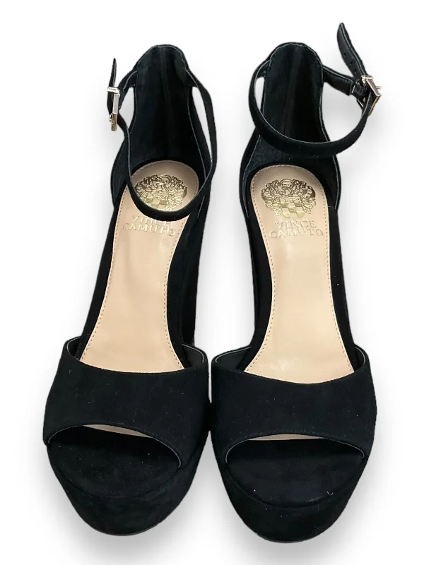 Classy and elegant women's shoes for formal eventsBlack Sandals Heels Wedge Vince Camuto, Size 8 Classy and elegant women's shoes for formal eventsBlack Sandals Heels Wedge Vince Camuto, Size 8