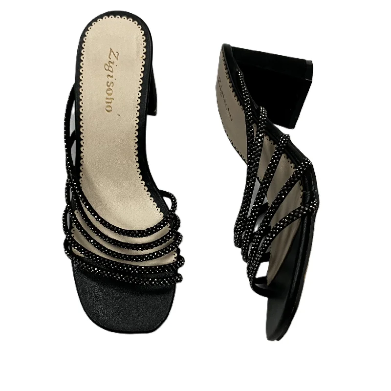 Comfy and cozy women's shoes for loungingBlack & Silver Sandals Heels Block By Zigi Soho, Size: 9 Comfy and cozy women's shoes for loungingBlack & Silver Sandals Heels Block By Zigi Soho, Size: 9