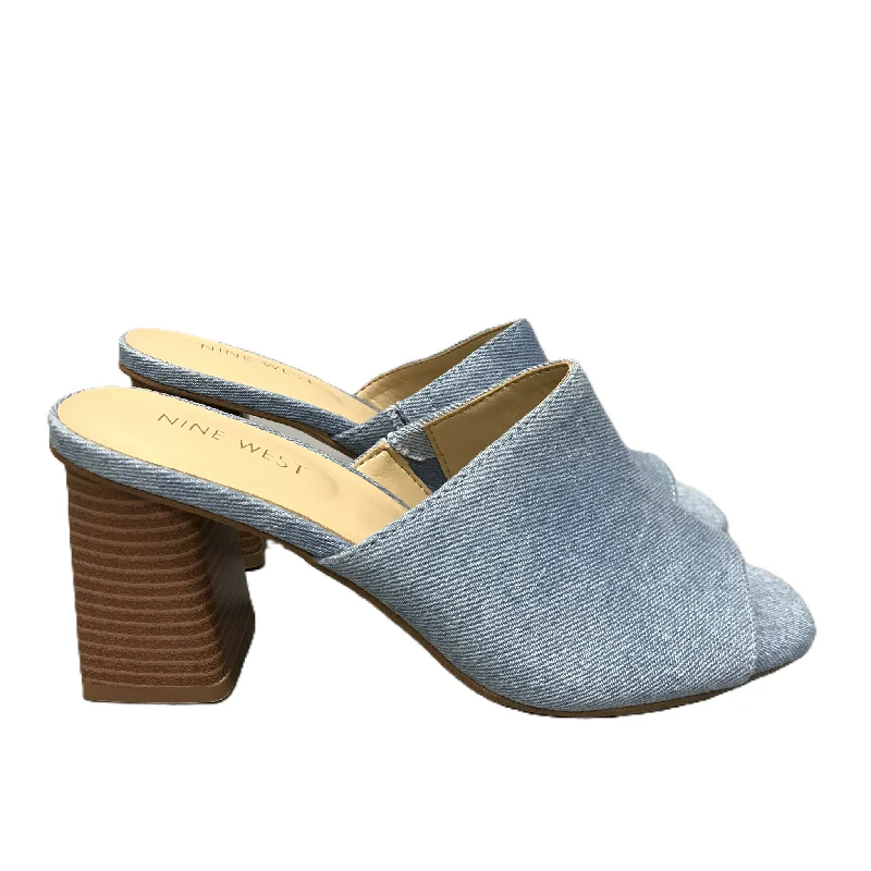 Chic and stylish women's shoes for graduation ceremoniesBlue Sandals Heels Block By Nine West, Size: 6.5 Chic and stylish women's shoes for graduation ceremoniesBlue Sandals Heels Block By Nine West, Size: 6.5