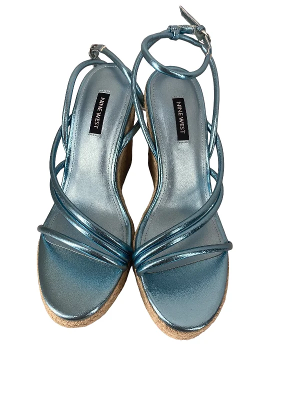 Effortlessly stylish women's shoe choicesBlue Sandals Heels Block Nine West, Size 9.5 Effortlessly stylish women's shoe choicesBlue Sandals Heels Block Nine West, Size 9.5