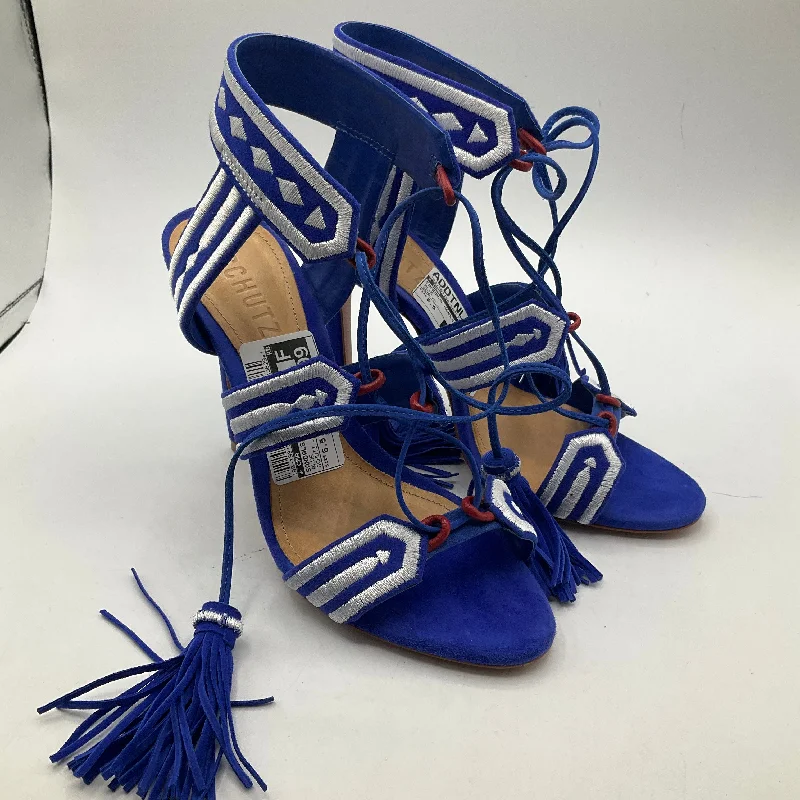 Flattering and stylish women's shoes for wide feetBlue Sandals Heels Stiletto Cma, Size 6.5 Flattering and stylish women's shoes for wide feetBlue Sandals Heels Stiletto Cma, Size 6.5