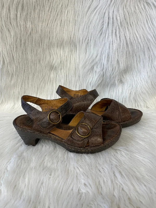 Elegant and sophisticated women's shoes for mature womenBrown Sandals Heels Block Born, Size 10 Elegant and sophisticated women's shoes for mature womenBrown Sandals Heels Block Born, Size 10