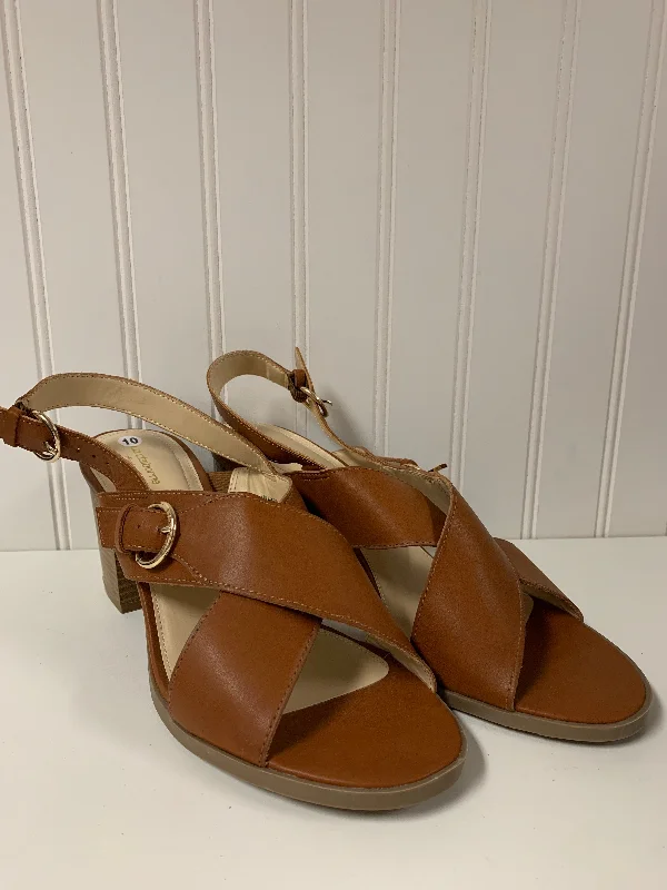 Comfy and stylish women's shoes for walkingBrown Sandals Heels Block Liz Claiborne, Size 10 Comfy and stylish women's shoes for walkingBrown Sandals Heels Block Liz Claiborne, Size 10