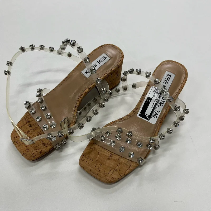 Chic and trendy women's shoes for the officeClear Sandals Heels Block Steve Madden, Size 6 Chic and trendy women's shoes for the officeClear Sandals Heels Block Steve Madden, Size 6