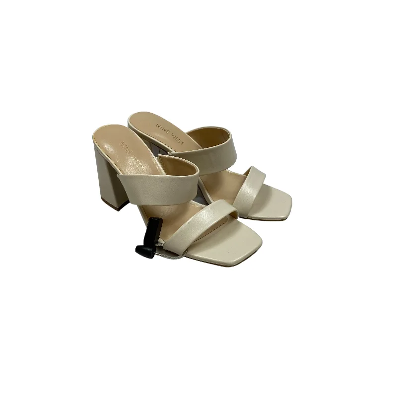 Versatile and adaptable women's shoes for every occasionCream Sandals Heels Block Nine West, Size 8 Versatile and adaptable women's shoes for every occasionCream Sandals Heels Block Nine West, Size 8