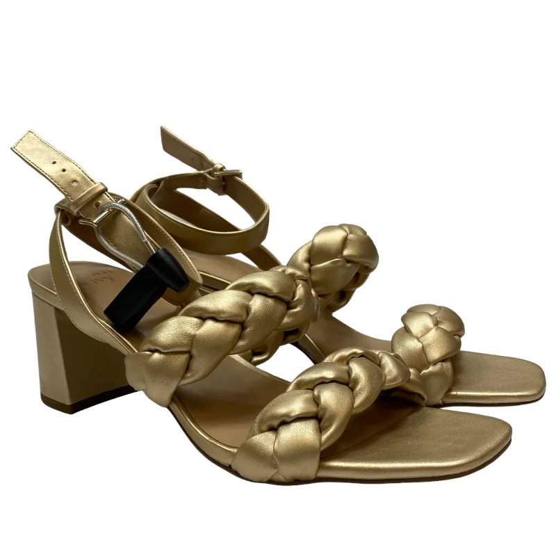 Comfy and stylish women's shoes for flat feetGold Sandals Heels Block Crown And Ivy, Size 10 Comfy and stylish women's shoes for flat feetGold Sandals Heels Block Crown And Ivy, Size 10