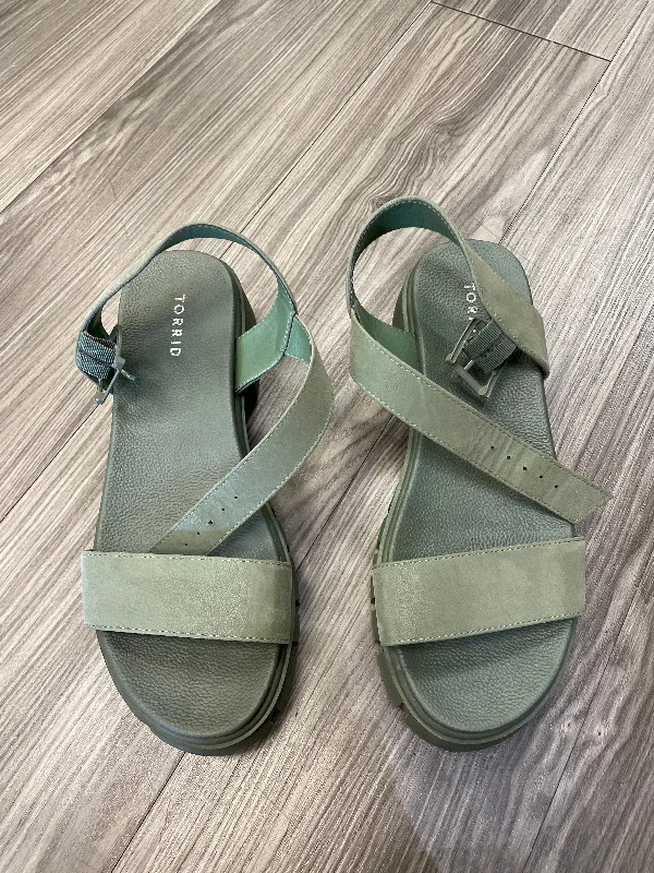 Durable and reliable women's shoesGreen Sandals Heels Block Torrid, Size 11.5