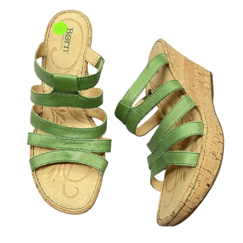Chic and sophisticated women's footwear for workGreen Sandals Heels Wedge By Born, Size: 10 Chic and sophisticated women's footwear for workGreen Sandals Heels Wedge By Born, Size: 10