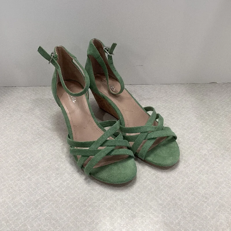 Versatile and chic women's shoes for everyday eleganceGreen Sandals Heels Wedge Charles By Charles David, Size 8 Versatile and chic women's shoes for everyday eleganceGreen Sandals Heels Wedge Charles By Charles David, Size 8