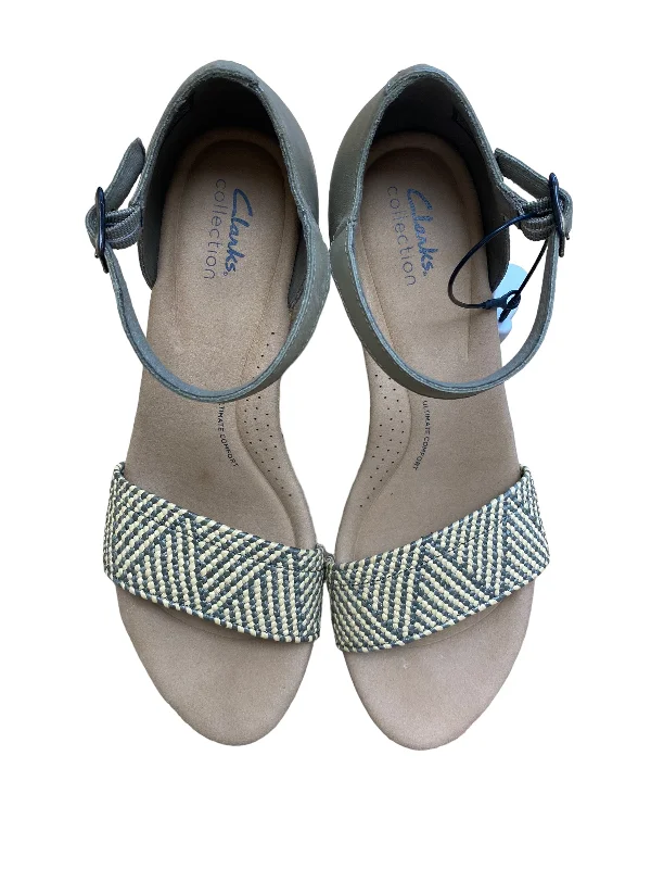 Exotic and bold women's shoe designsGreen Sandals Heels Wedge Clarks, Size 10