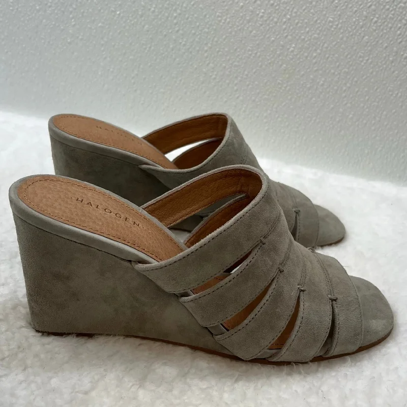 Stylish and elegant women's shoes for weddingsGrey Sandals Heels Block Halogen, Size 6.5 Stylish and elegant women's shoes for weddingsGrey Sandals Heels Block Halogen, Size 6.5