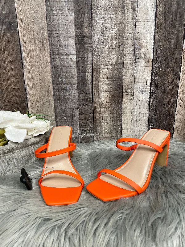 Stylish and comfortable women's shoes for long flightsOrange Sandals Heels Block Cme, Size 7 Stylish and comfortable women's shoes for long flightsOrange Sandals Heels Block Cme, Size 7
