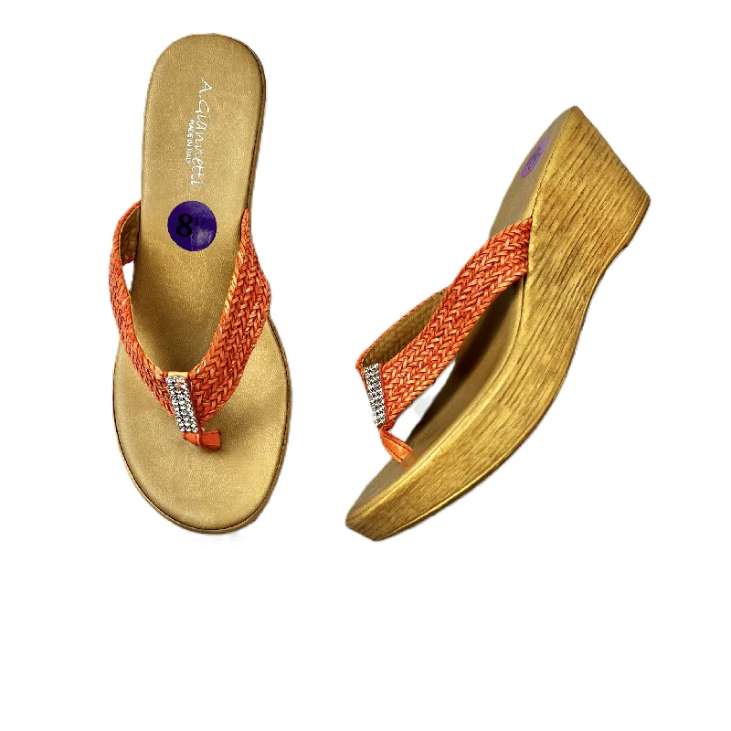 Comfy and casual women's shoes for the weekendOrange Sandals Heels Wedge By A Giannetti, Size: 8.5 Comfy and casual women's shoes for the weekendOrange Sandals Heels Wedge By A Giannetti, Size: 8.5