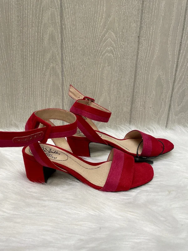 Chic and trendy women's shoes for the officePink & Red Sandals Heels Block Life Stride, Size 6.5 Chic and trendy women's shoes for the officePink & Red Sandals Heels Block Life Stride, Size 6.5