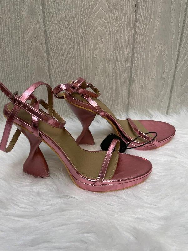Bold and striking women's shoe fashionsPink Sandals Heels Block Lemonade, Size 7.5