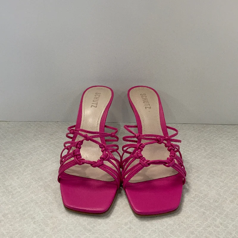 Chic and stylish women's shoes for garden partiesPink Sandals Heels Stiletto Schutz , Size 8 Chic and stylish women's shoes for garden partiesPink Sandals Heels Stiletto Schutz , Size 8