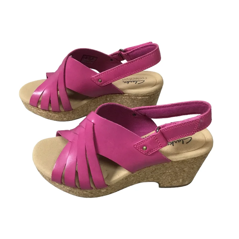 Elegant and classic women's shoes for prom nightPink Sandals Heels Wedge Clarks, Size 7.5 Elegant and classic women's shoes for prom nightPink Sandals Heels Wedge Clarks, Size 7.5