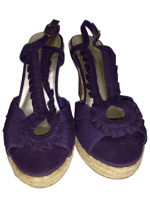 Chic and stylish women's shoes for garden partiesPurple Sandals Heels Wedge Charming Charlie, Size 6.5 Chic and stylish women's shoes for garden partiesPurple Sandals Heels Wedge Charming Charlie, Size 6.5