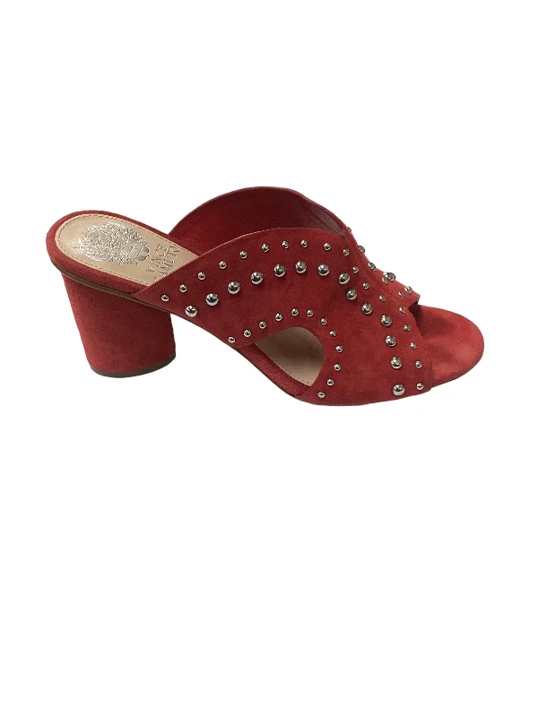 Elegant and classic women's shoes for prom nightRed Sandals Heels Block Vince Camuto, Size 7.5 Elegant and classic women's shoes for prom nightRed Sandals Heels Block Vince Camuto, Size 7.5