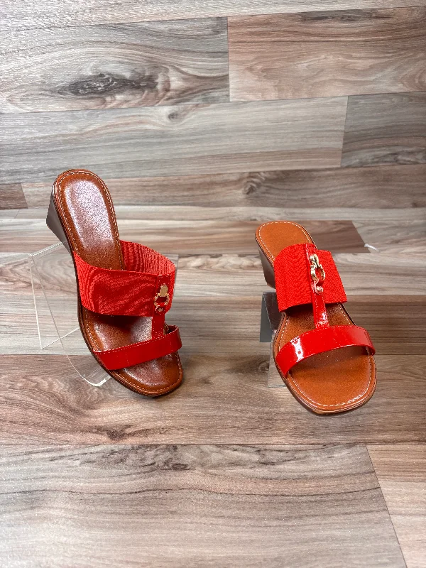 Stylish and supportive women's shoes for high archesRed Sandals Heels Wedge Italian Shoemakers, Size 8 Stylish and supportive women's shoes for high archesRed Sandals Heels Wedge Italian Shoemakers, Size 8